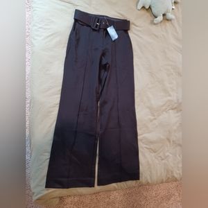 Boston Proper NWT black knit pants with belt size 4 tall front seam detail